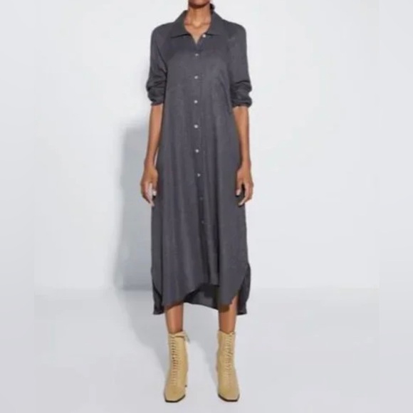 Zara Shirt Midi Dress Dark Gray -XS - Picture 3 of 8